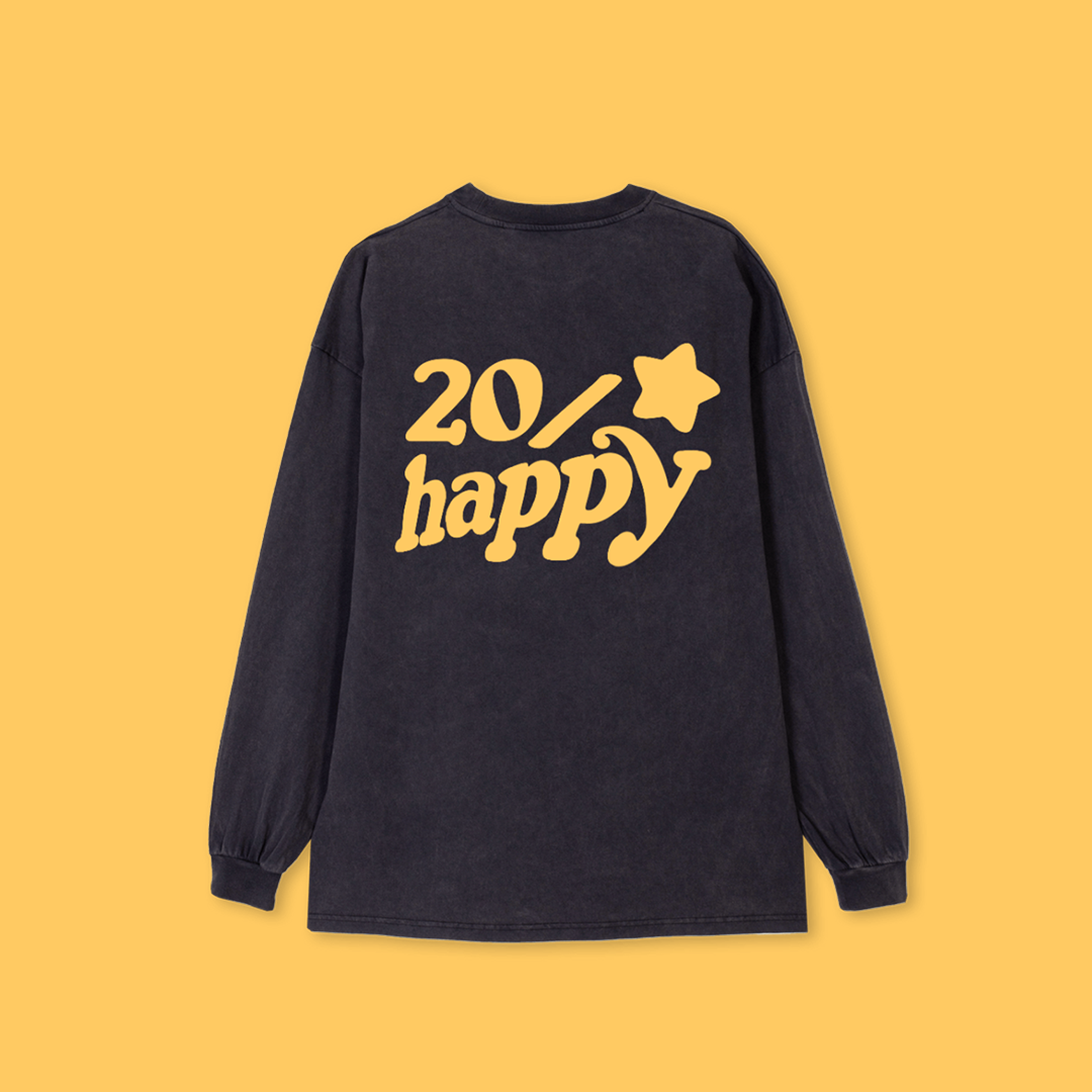 20/HAPPY - oversized long sleeve t-shirt (vintage black) – THE