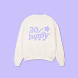 20/HAPPY - oversized crewneck sweater (off white and lilac)