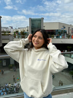 LOGO - oversized hoodie sweater (off white and lilac)