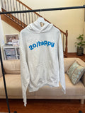 sample - 20/HAPPY - oversized hoodie sweater (off white and blue)