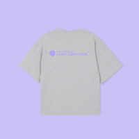 LOGO - boxy oversized t-shirt (light grey and lilac)