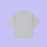 LOGO - boxy oversized t-shirt (light grey and lilac)