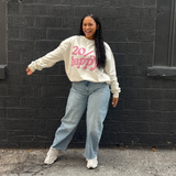 20/HAPPY - oversized crewneck sweater (off white and pink)