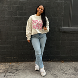 20/HAPPY - oversized crewneck sweater (off white and pink)