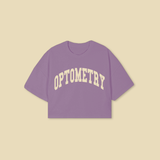 OPTOMETRY - oversized cropped t-shirt (purple and cream)