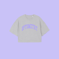 OPTOMETRY - oversized cropped t-shirt (light grey and lilac)