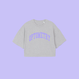 OPTOMETRY - oversized cropped t-shirt (light grey and lilac)