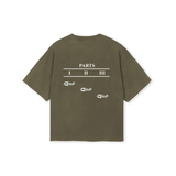 OPTO P - boxy oversized t-shirt (vintage olive and white)