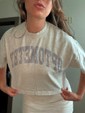 OPTOMETRY - oversized cropped t-shirt (light grey and lilac)