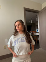 OPTOMETRY - oversized cropped t-shirt (light grey and lilac)