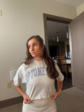 OPTOMETRY - oversized cropped t-shirt (light grey and lilac)