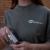 OPTO P - boxy oversized t-shirt (vintage olive and white)