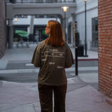 OPTO P - boxy oversized t-shirt (vintage olive and white)
