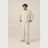 LOGO - straight leg baggy sweatpants (vintage white and peach)