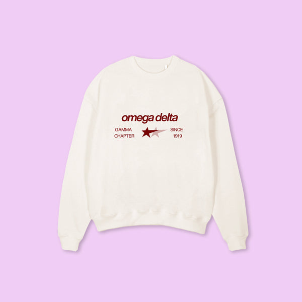 OMEGA DELTA - oversized crewneck sweater (off white)