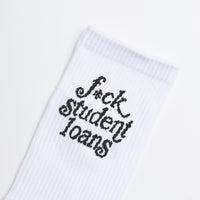 student loan socks - white